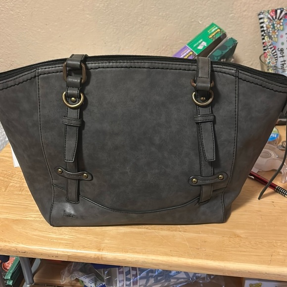 b.o.c. Handbags - B.O.C. | Large Marbled Gray Suede Tote